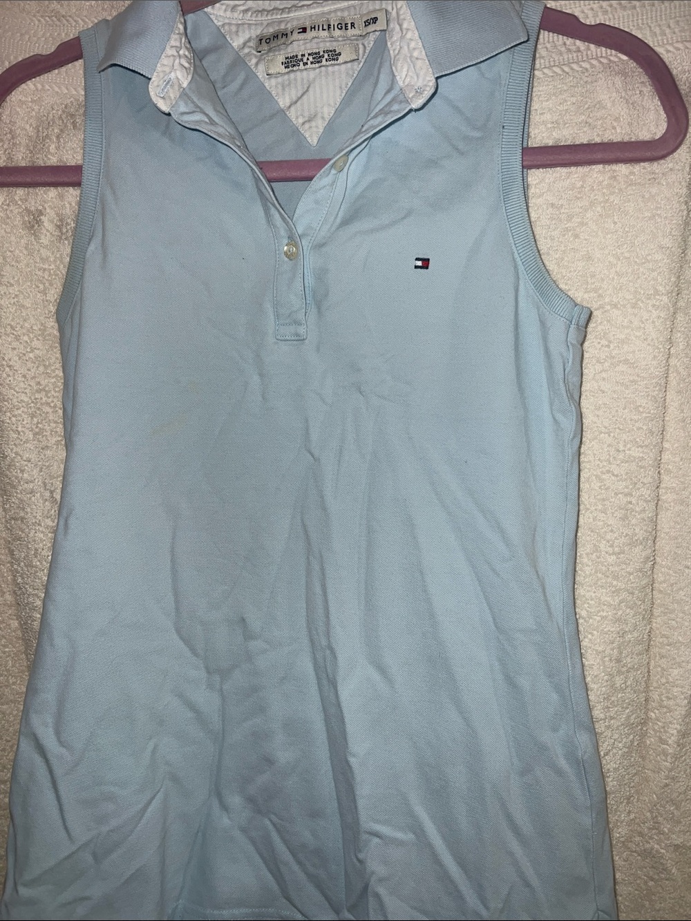 Vintage Tommy Hilfiger Pale Blue Sleeveless Polo Tank